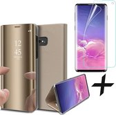 Samsung S10e Hoesje en Samsung S10e Screen Protector - Samsung S10e Hoesje - Samsung S10e Screen Protector - Samsung Galaxy S10e Hoesje Spiegel Book Case Goud + Screenprotector