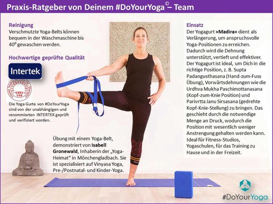 #DoYourYoga - Yogariem - »Madira« - 100% katoen met stabiele metalen ringsluiting - 260 x 3,8 cm - geel van #DoYourYoga — afbeelding 5