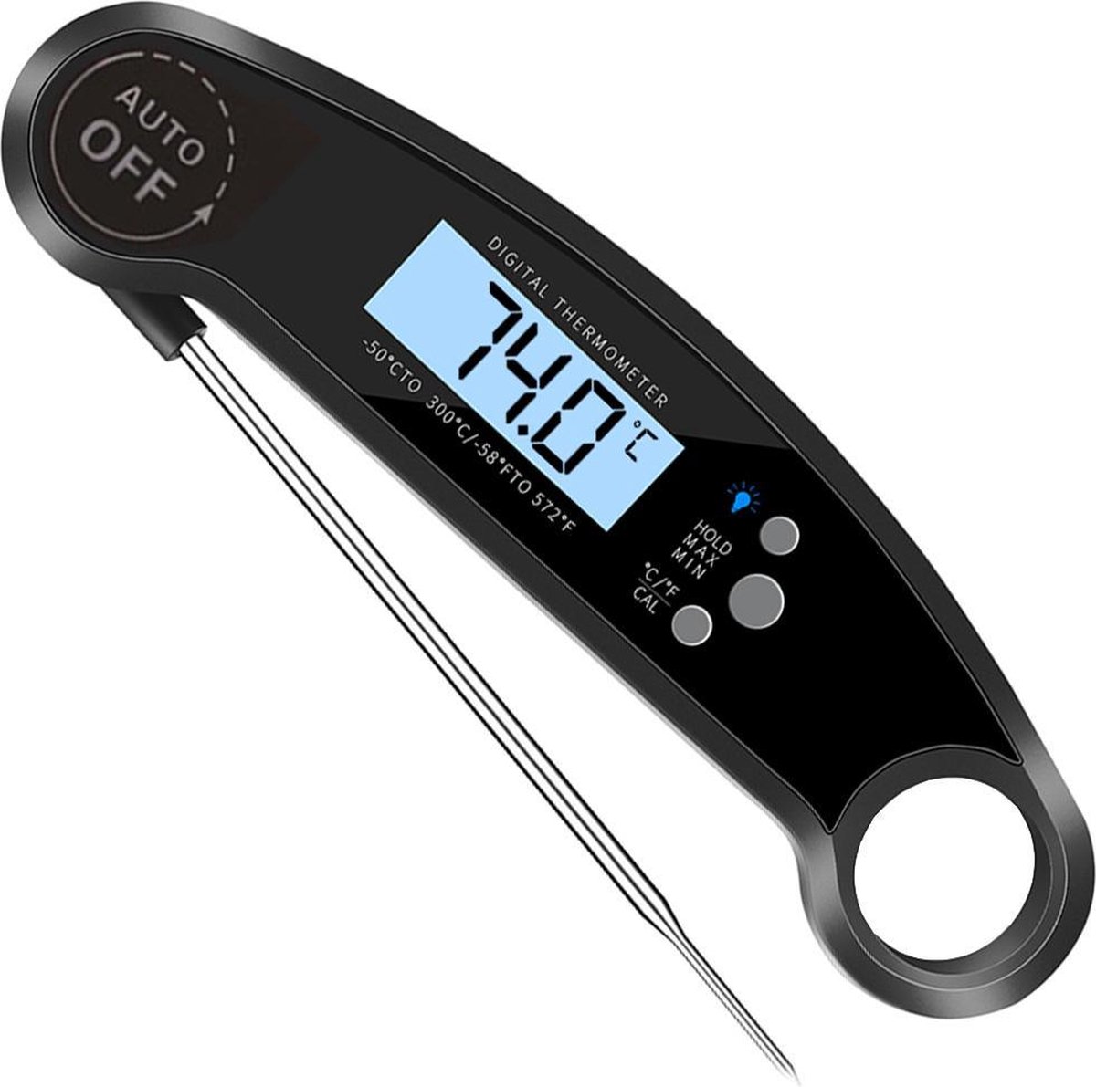 Vleesthermometer | Snel, compact, waterdicht & uitklapbaar | Kookthermometer | Kerntemperatuurmeter | Keuken thermometer - Krumble