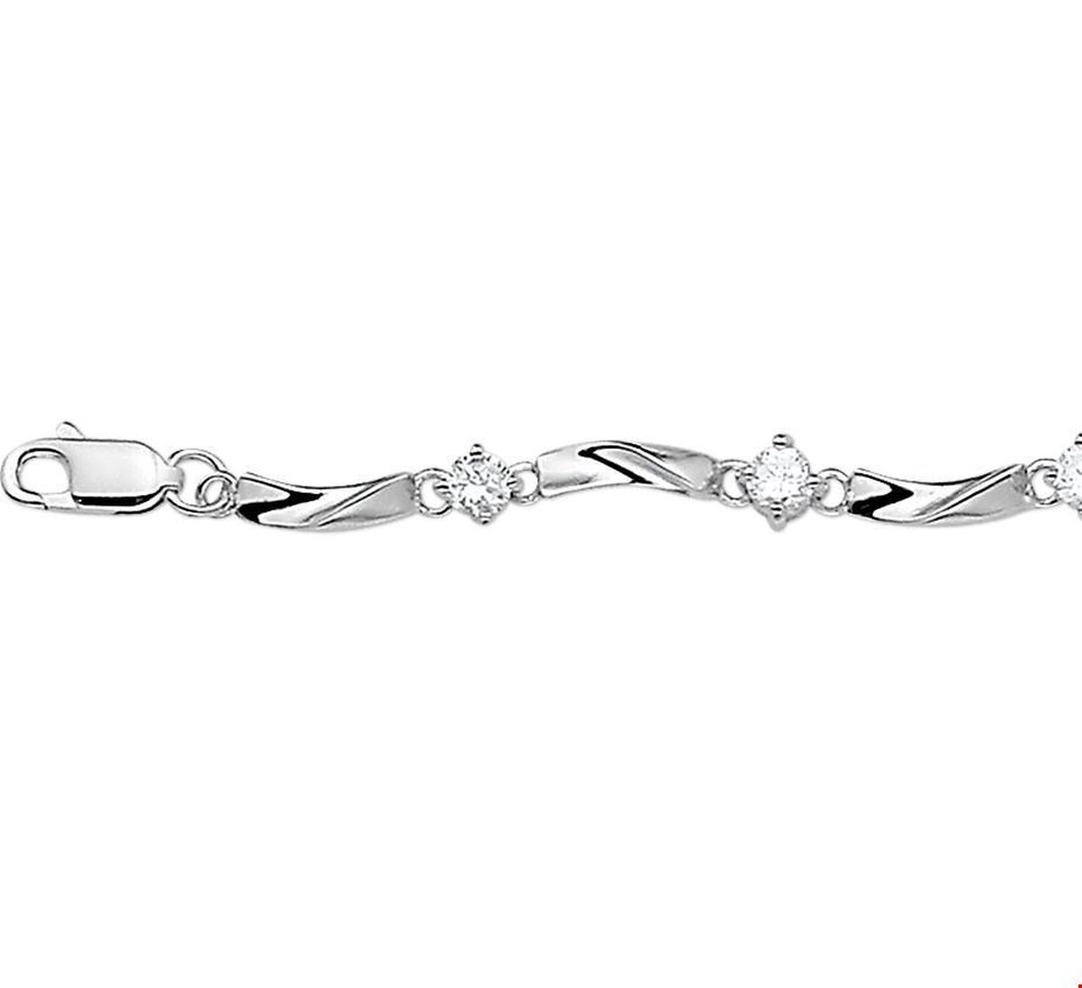 Zilver Gerhodineerd Armband Zirkonia 5,0 Mm 18,5 Cm 1322361