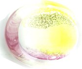 Glasobject Pebble ovaal roze/geel mini urn glas