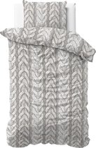 Zensation Flanel Knitted - Dekbedovertrekset - Eenpersoons - 140x200/220 + 1 kussensloop 60x70 - Grijs