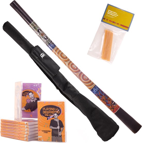 Starterpakket Didgeridoo ''painted'' + Wax + DVD + Bag