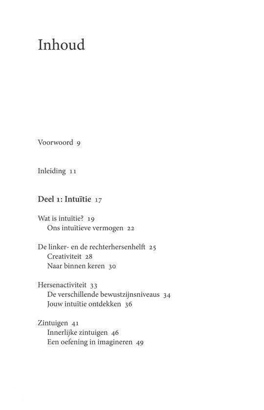 Tekstpagina uit een boek met de inhoudsopgave, beginnend met 'Inhoud' en een voorwoord.