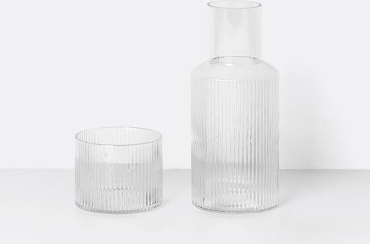 Ferm Living Ripple Karaf set geribbeld helder small