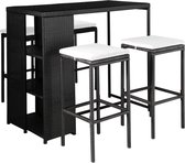 Barset poly rattan zwart en crèmewit 9-delig - Inclusief fleecedeken