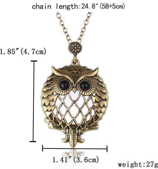Collier hibou loupe ronde or