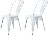 Legend industriële café stoel - Metalen eetkamerstoel - Wit - Set van 2