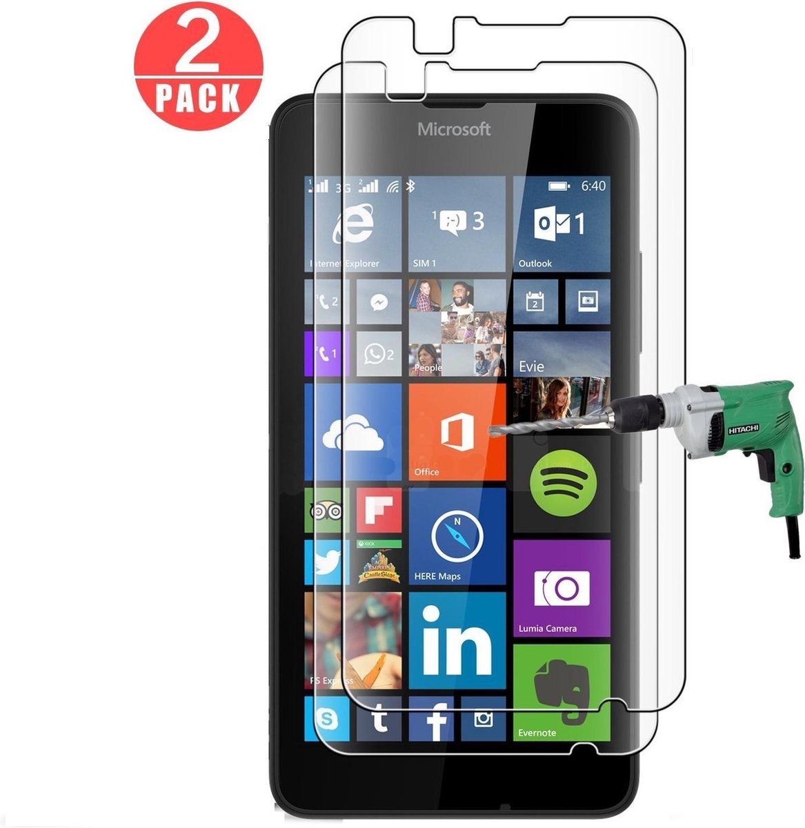 Screenprotector Glas Folie Tempered Glass voor Microsoft Lumia 640 2 stuks