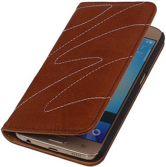 bol.com | Samsung Galaxy S6 - Echt Leer Map Hoesje - Bruin - Lederen Leder  Book Case Cover Hoes