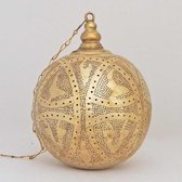 Arabische hanglamp Qorna - gesloten bol - goudkleurig - maat M (Oosterse - Egyptische - Marokkaanse lampen)
