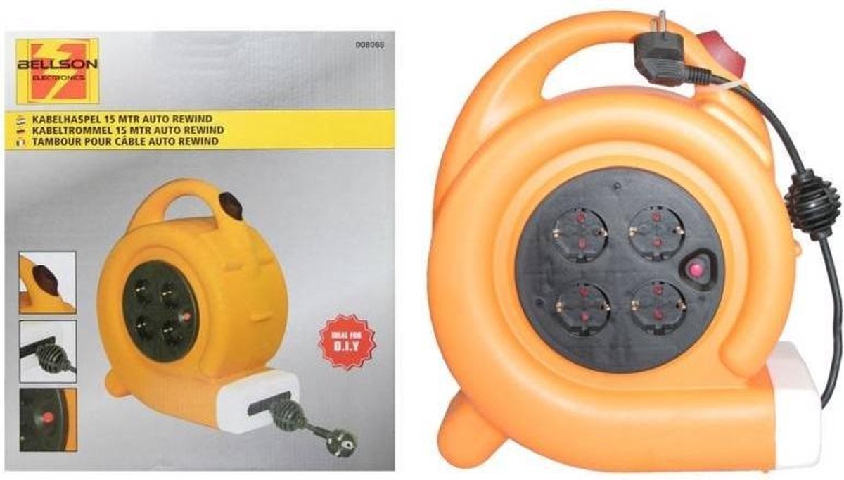Electraline Elactraline Automatische kabelhaspel 13 2m 3x1,5qmm IP20 Electraline Elactraline Automatische kabelhaspel 13 2m 3x1,5qmm IP20