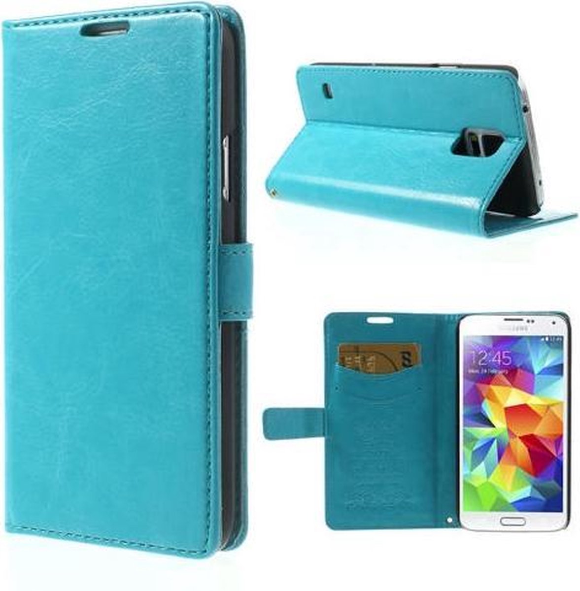 Kds Ultra Thin Wallet hoesje Geschikt voor: Samsung Galaxy S4 i9500 i9505 blauw