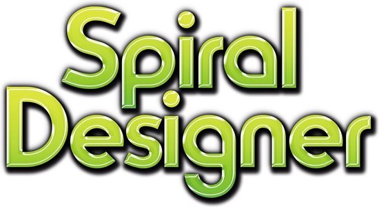 De tekst 'Spiral Designer' in groene glinsterende letters.