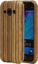 Verticale Hout TPU Cover Case voor Samsung Galaxy J1 2015 Hoesje