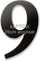 Xaptovi Huisnummer 9 Materiaal: Acrylaat - Hoogte: 25cm - Kleur: Zwart