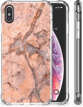 Geschikt voor iPhoneX | Xs TPU-Siliconen Hoesje Design Marmer Oranje