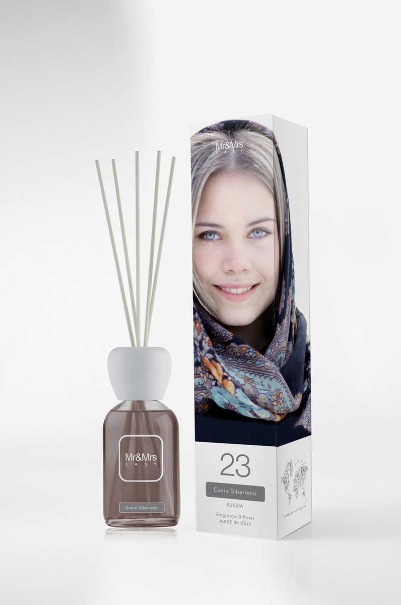 diffuser met geurstokjes - Mr & Mrs Fragrance - easy Diffuser Met Geurstokjes - Mr & Mrs Fragrance - Easy - nr 23 - siberian leather - 250 ml