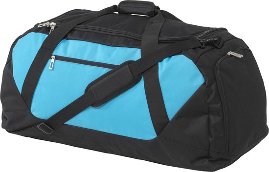 Sporttas - reistas - lichtblauw en zwart - polyester (600D) - Merkloos
