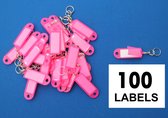 Openklapbare sleutellabels roze 60x22mm - 100 stuks