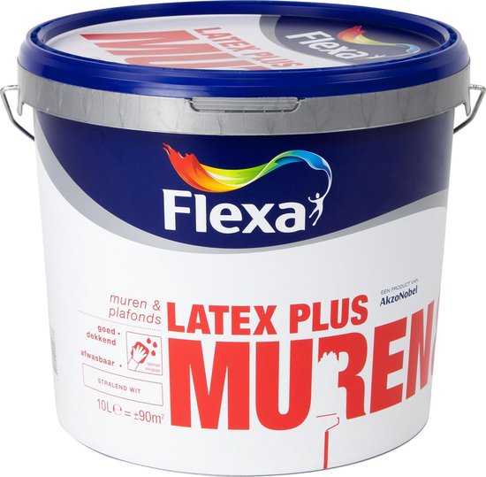 Flexa Latex Plus Witte Muurverf - Muren & Plafonds - Wit - 10 liter |  bol.com