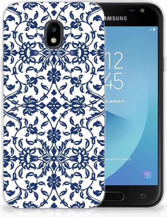 Samsung Galaxy J3 2017 TPU Siliconen Hoesje Flower Blue | bol.com