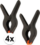 4x Zwarte lijmklemmen - 15 cm - hobbyklem / zeilklemmen / marktklemmen