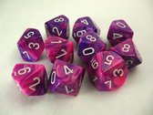 Chessex Feestelijk Violet/wit D10 Dobbelsteenset (10 stuks)