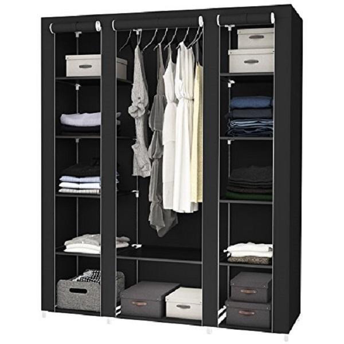 Songmics Draagbare kledingkast, opvouwbare kast, 150x45x175 cm, zwart