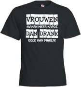 Mijncadeautje T-shirt - Vrouwen maken meer kapot dan drank.... - unisex Zwart (maat XXL)