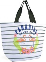 Luna Cove FLAMINGO Strandtas Shopper Grijs Gestreept Trendy