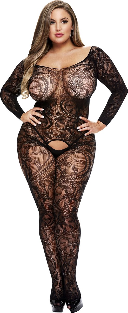 Baci - Longsleeve Crotchless Bodystocking Queen Size