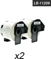 2 x Brother DK-11209 Petite étiquette d'adresse pré-perforée noir sur blanc - papier - 29 mm x 62 mm - 800 étiquettes par rouleau