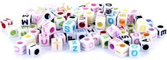 Craftdady 260 stuks acryl kubus A-Z letter kralen wit