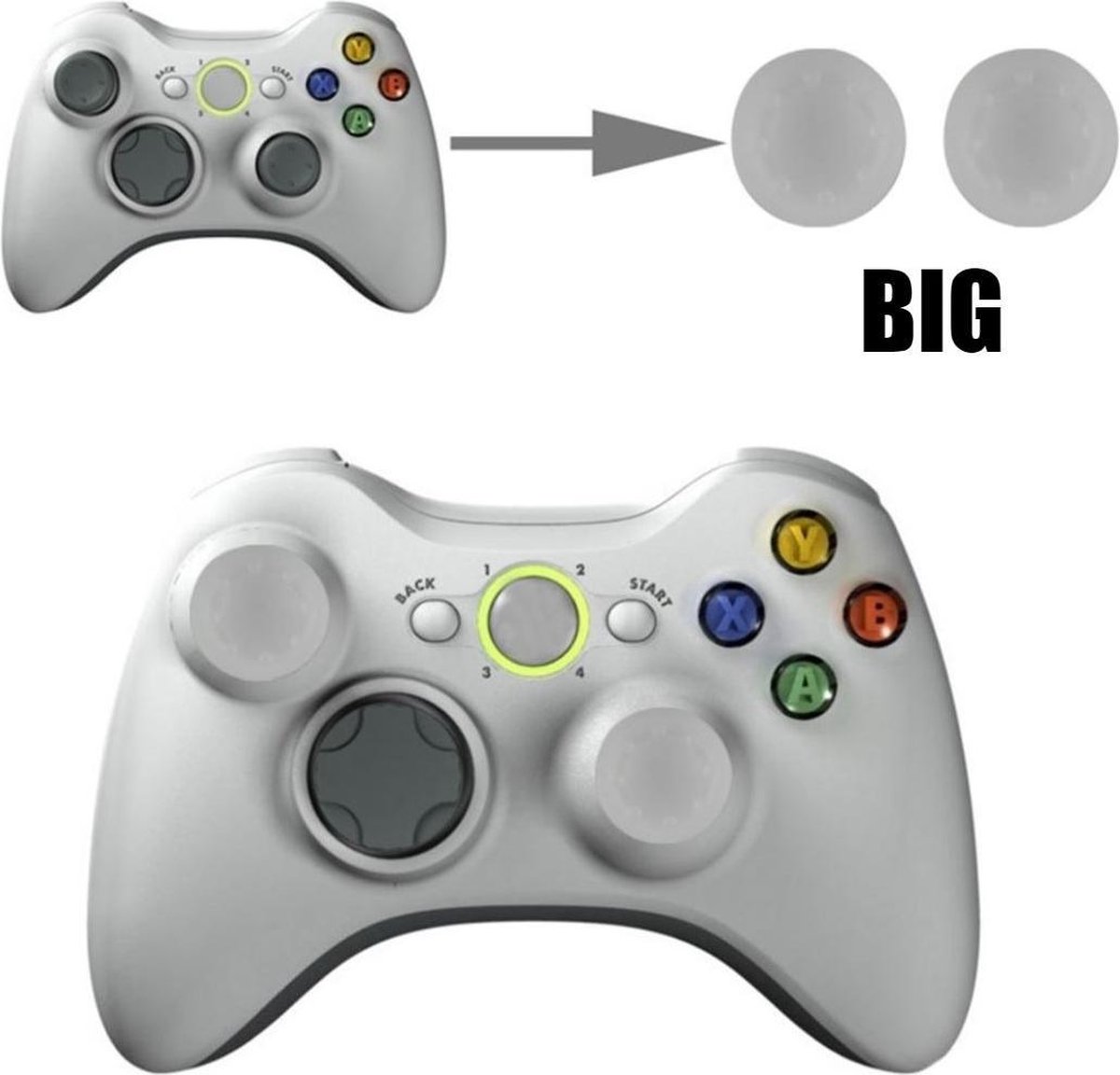 Thumb grips - Controller Thumbgrips - Joystick Cap - Thumbsticks - Thumb Grip Cap gschikt voor PS5, PS4, Switch Pro, Steamdeck en Xbox X/S - 2 stuks Groot 8 dots extra grip Doorzichtig