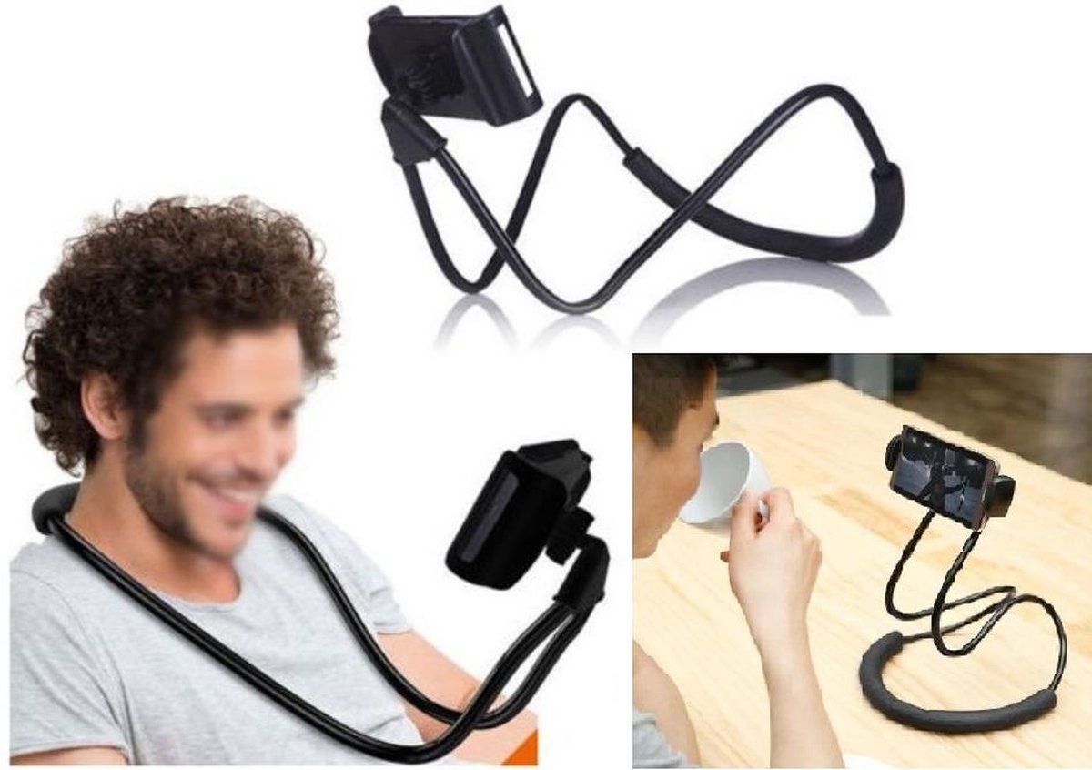 Lazy neck telefoonhouder - smartphone houder voor je nek - cadeau -  buigbaar en... | bol.com