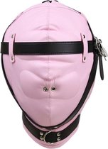 Banoch - Reticent Hood Black/Pink -Zwart/Roze bondage masker van pu Leer | BDSM