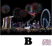 Kras Tekening "JobaStores®" Groot B (41x28cm) - Singapore | Krastekening Vuurwerk China | Krastekeningen pakket | Scratch Art / Painting | Kraskaarten | Krasfolie