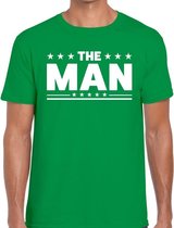 The Man tekst t-shirt groen heren -  feest shirt The Man voor heren XXL