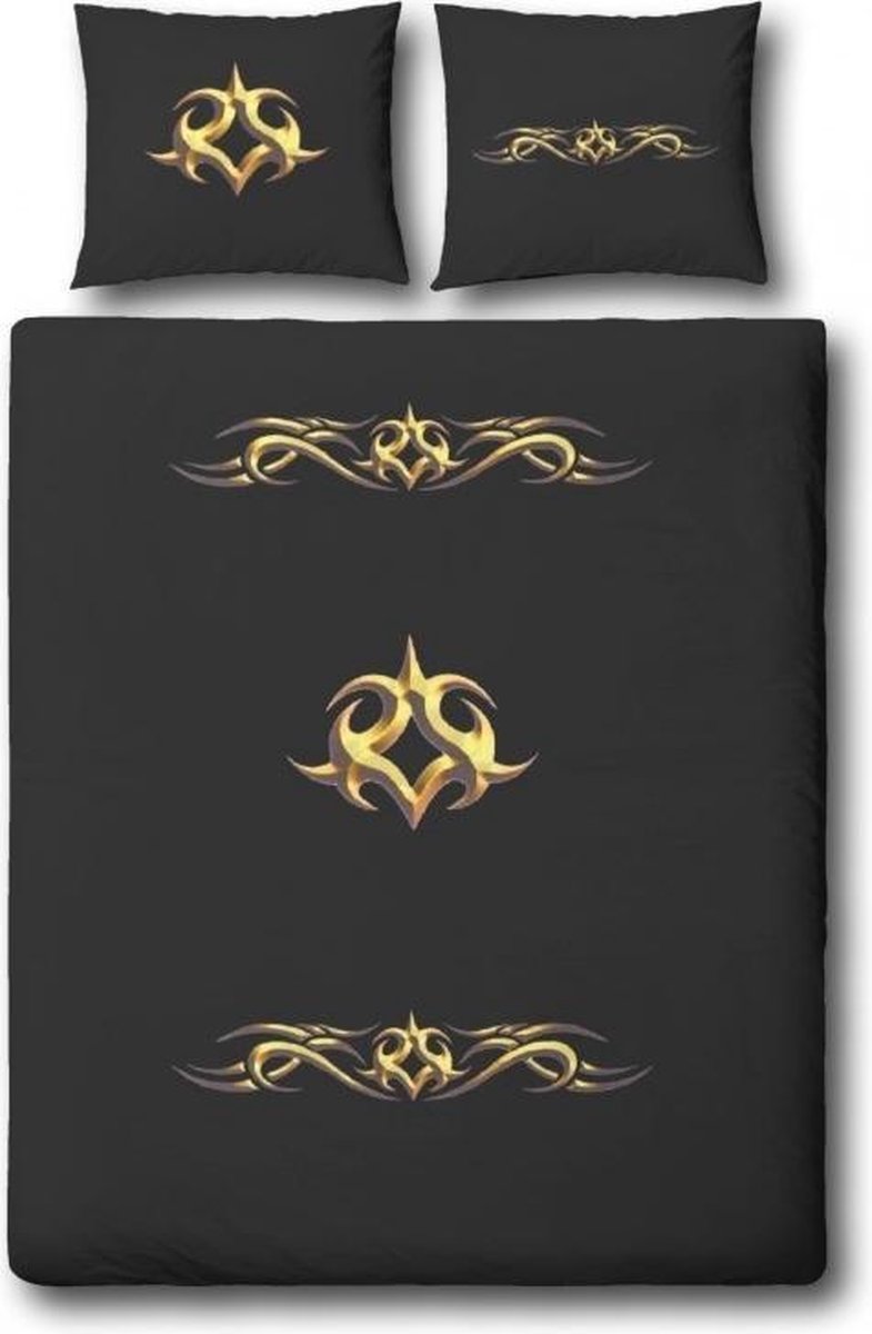Covers & Co Golden Ornament Dekbedovertrek - Eenpersoons - 140x200/220 cm - Zwart