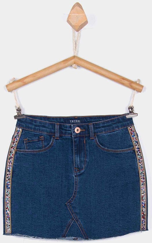 Tiffosi-meisjes-rok, spijkerrok-Diana-blauw met steentjes-maat 104 | bol.com