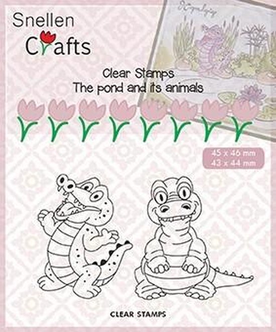 CLP002 Clearstamp Nellie Snellen Crocodile & Dragon - stempel krokodil en draak - Snellencrafts draakje - pond serie