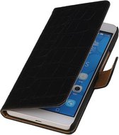 Huawei Honor 6 Plus Croco Booktype Wallet Hoesje Zwart - Cover Case Hoes