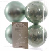 4x Mintgroene kunststof kerstballen 10 cm - Mat/glans - Onbreekbare plastic kerstballen - Kerstboomversiering mintgroen