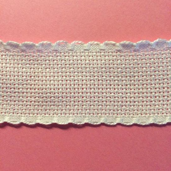 5 meter witte Aida band 3cm breed wit borduurstramien randje Studio Koekoek borduurband