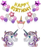 Eenhoorn Feestpakket paars - Luxe ballonnen set met eenhoorn haardiadeem