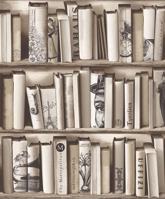 Kaleidoscope boekenkast beige behang (vliesbehang, beige) | bol.com