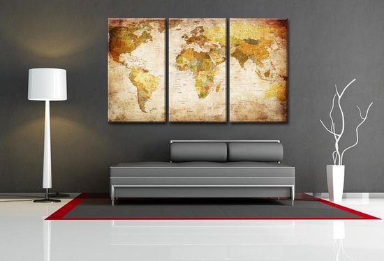 Canvas Schilderijen (Wanddecoratie woonkamer / slaapkamer) - Schilderij De  Wereld... | bol