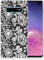 Geschikt voor Samsung Galaxy S10 Plus Uniek TPU Hoesje Black Flowers