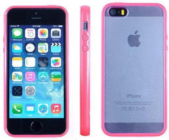 Apple iPhone 5 5S Hoesje Bumper case met achterkant Roze Pink